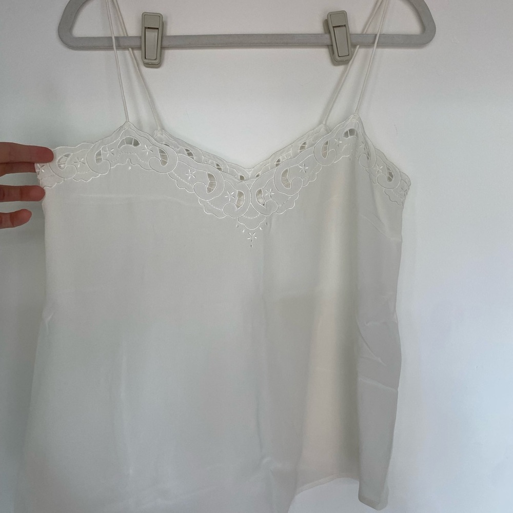 Sezane White Camisole with Lace Detail